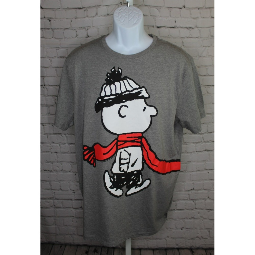 Old Navy Shirt Adult XL Peanuts Charlie Brown Christmas Winter Shirt Gray